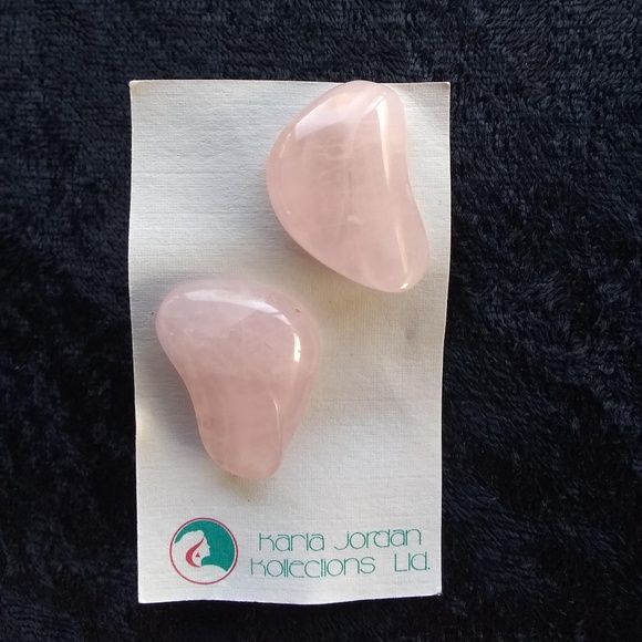 Vintage Rose Quartz Post Earrings - Picture 2 of 4